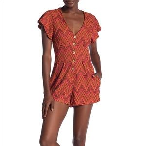NWT Free People Patterned Romper Size Xsmall